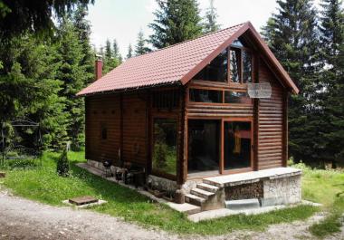 Maison légalisée à Zabljak avec cheminée entourée dune forêt de conifères