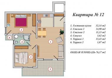 Luxusní apartmán s výhledem na moře 77 m2 s bazénem v blízkosti Budvy