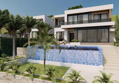 Nueva villa moderna con terraza en la azotea con excelentes vistas panorámicas al mar en Buljarica