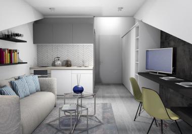 Studio apartament 21m2 në penthouse me pamje nga deti